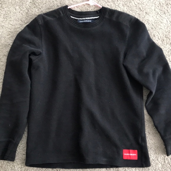 Calvin Klein Waffle Sweater Black Color - Picture 1 of 3